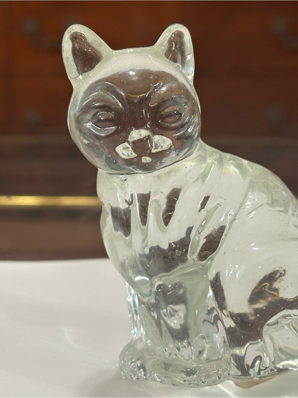 Clear Glass Cat Figurine - Decorative Pet Accent